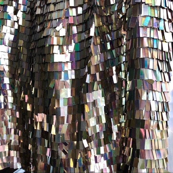 French Connection Gold Shimmer Fringe Skirt NWOT - Picture 7 of 8